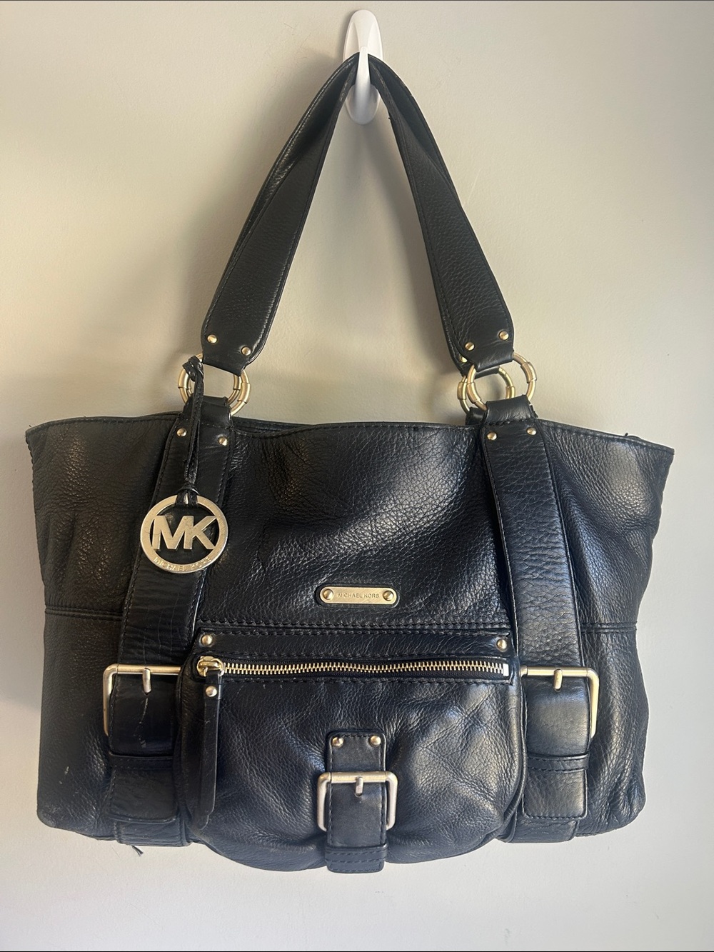 MICHAEL KORS Austin Black Leather Satchel Bag